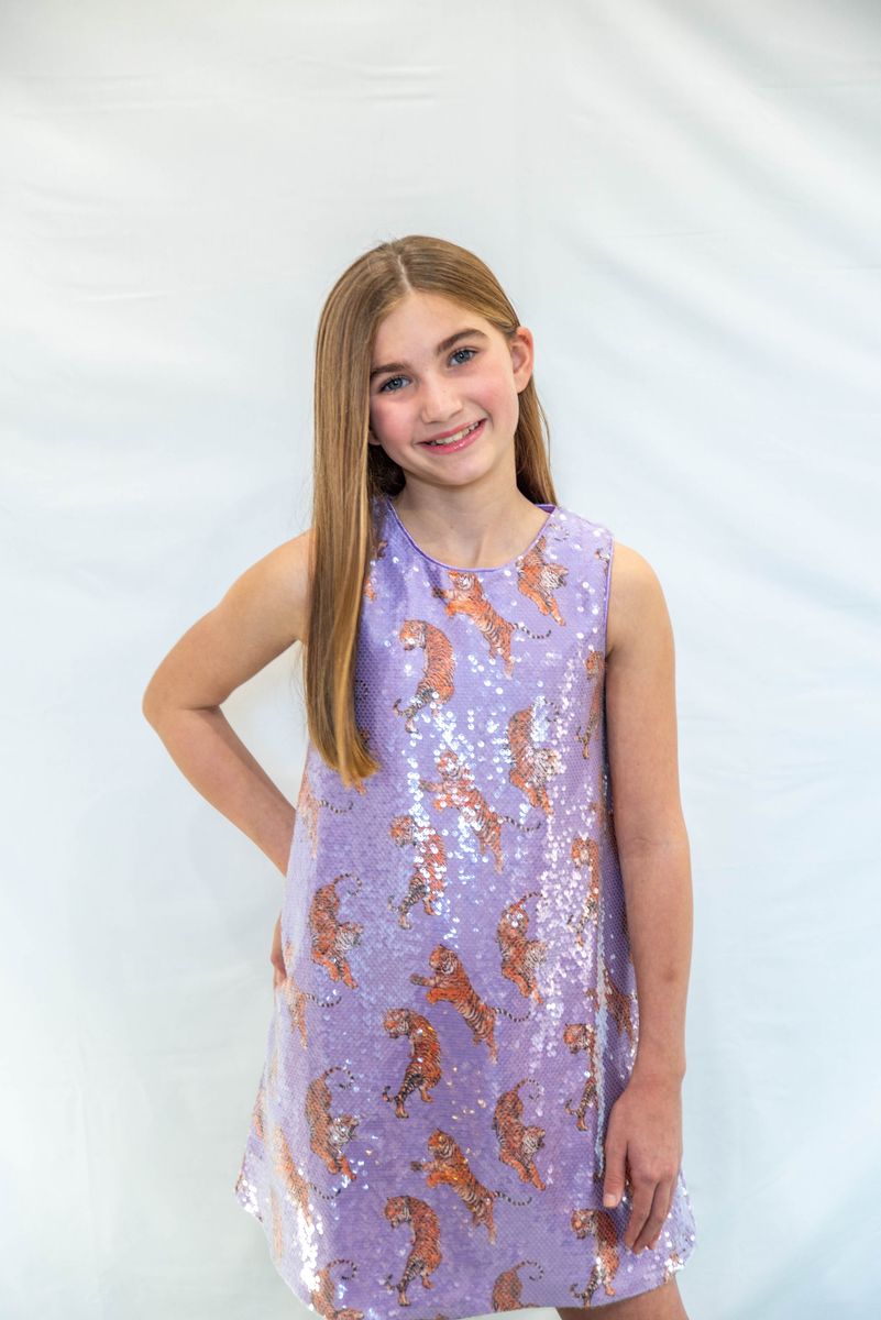 Lavender Tigers Sequin Shift Dress