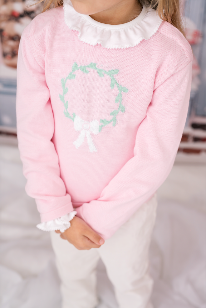 Pleasant Pink Wreath Sweater