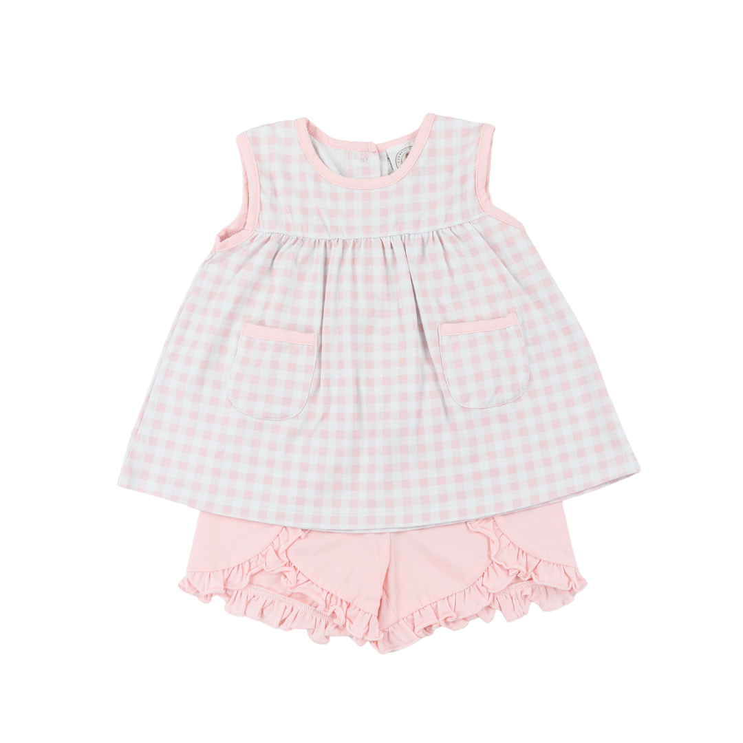 Classic Pink Gingham Short Set