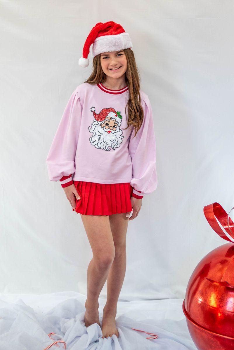 Santa Sequin Puff Sleeve