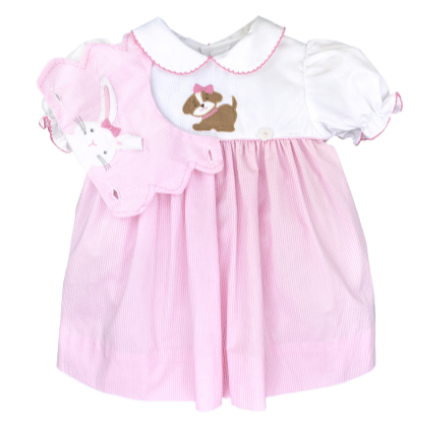 Bunny Bib and Dog Applicate Dress