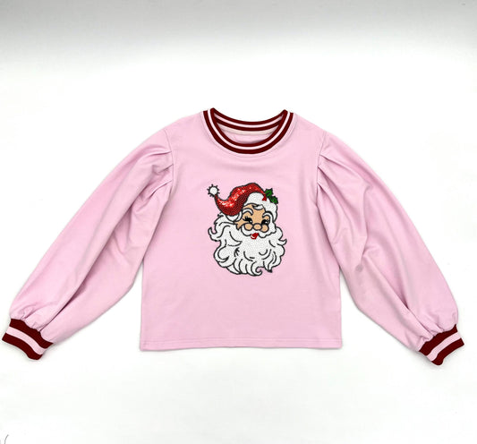 Santa Sequin Puff Sleeve