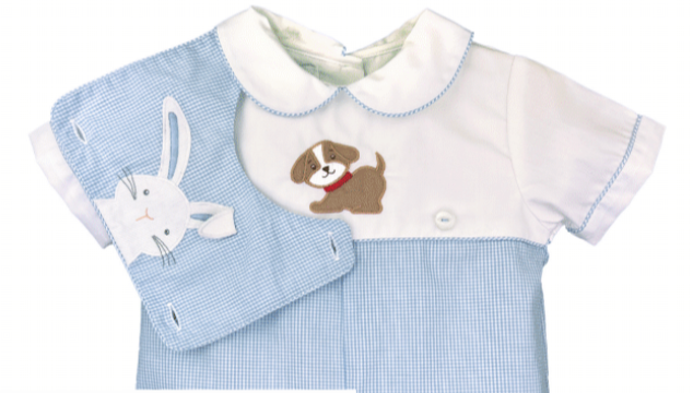 Bunny Bib and Dog Applicate Romper