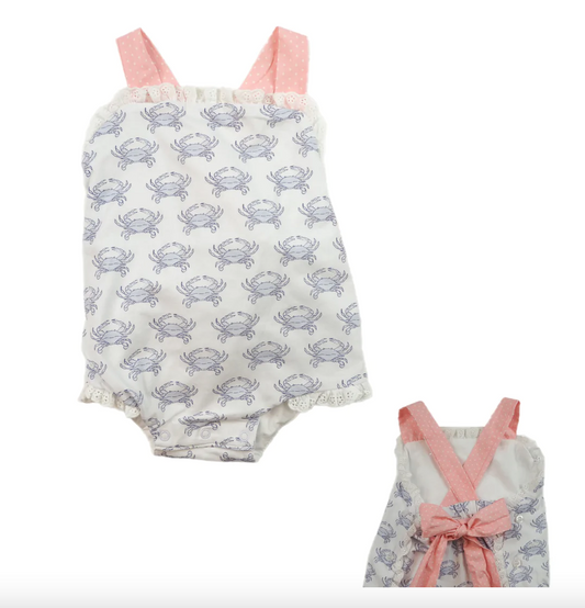 Crab Sunsuit Pink